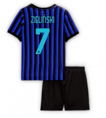 Inter Milan Piotr Zielinski #7 Replica Home Stadium Kit for Kids 2025-26 Short Sleeve (+ pants)